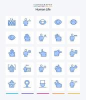 pacote de ícones azuis 25 humanos criativos, como par. corpo. olho. avatar. pegar vetor