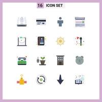 grupo de símbolos de ícone universal de 16 cores planas modernas de módulo de avatar de som de ponte pacote editável de elementos de design de vetores criativos