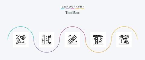pacote de ícones da linha 5 de ferramentas, incluindo broca. Ferramentas. construção. maquinaria. construção vetor