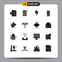 16 ícones criativos, sinais e símbolos modernos de comida, café preto, proteção geral de dados, café starbucks, elementos de design vetorial editáveis vetor