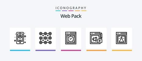 pacote de ícones da linha 5 do pacote da web, incluindo vídeo. web blogging. clique. blogging. blog móvel. design de ícones criativos vetor
