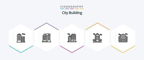 pacote de ícones de 25 linhas de construção de cidade, incluindo negócios. ambiente. prédio. eco. prédio vetor