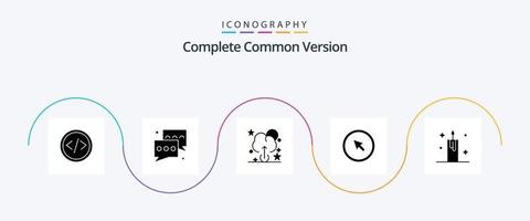pacote completo de ícones de versão comum glifo 5 incluindo vela. apontar. mensagem. mouse. clique vetor