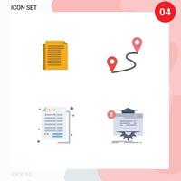 pacote de 4 sinais e símbolos de ícones planos modernos para mídia de impressão na web, como balanceamento de documentos, rota de papel, escrituração, elementos de design de vetores editáveis
