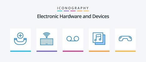 pacote de ícones de dispositivos azuis 5, incluindo . telefone. voz. desligar. declínio. design de ícones criativos vetor