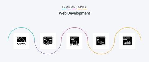 pacote de ícones de glifo 5 de desenvolvimento web, incluindo análises. local na rede Internet. seo. rede. desenvolvimento vetor