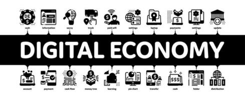 vetor de banner infográfico mínimo de economia digital e e-business