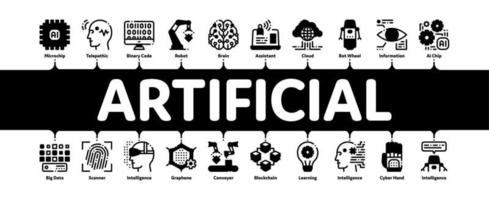 vetor de banner infográfico mínimo de inteligência artificial