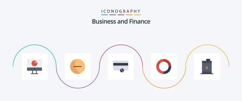 pacote de ícones de 5 planos de finanças, incluindo finanças. barril. finança. torta. gráfico vetor