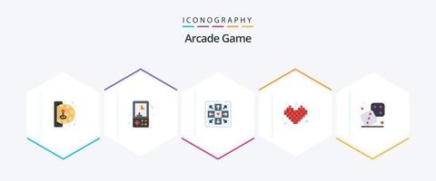 arcade 25 flat icon pack incluindo dados. tetris. Toque. Toque. concorrência vetor