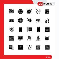 pacote de ícones vetoriais de estoque de 25 sinais e símbolos de linha para festa de bola de fita de cartão comemorar elementos de design de vetores editáveis