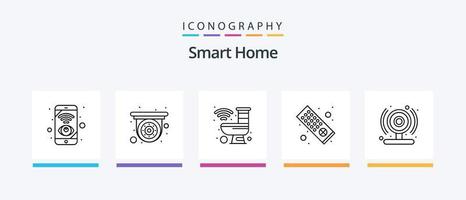 pacote de ícones da linha 5 de casa inteligente, incluindo casa. esmagamento da máquina. plugue. lavanderia. dispositivo. design de ícones criativos vetor