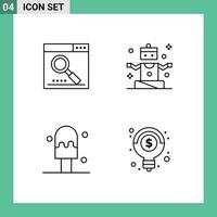 4 ícones criativos, sinais modernos e símbolos da página de creme do motor, pessoas criativas, elementos de design de vetores editáveis
