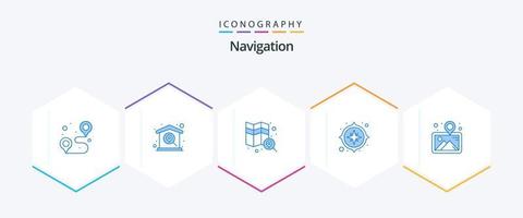 pacote de ícones azul de navegação 25, incluindo arte. GPS. localização. bússola. mapa vetor