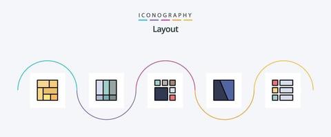 linha de layout cheia de pacote de 5 ícones planos, incluindo imagem. colagem. quadro. layout. imagem vetor