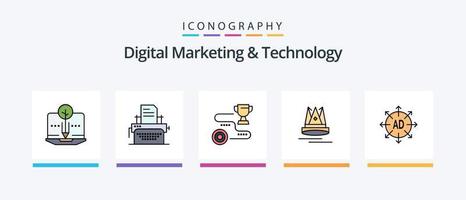 linha de marketing digital e tecnologia cheia de 5 ícones, incluindo modelo. tabuleta. orgânico. propaganda. de Anúncios. design de ícones criativos vetor