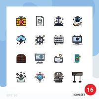 pacote de 16 sinais e símbolos modernos de linhas cheias de cores planas para mídia impressa na web, como elementos de design de vetores criativos editáveis de halloween
