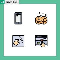 4 cores planas universais preenchidas definidas para aplicativos da web e móveis limpeza de telefone huawei elementos de design de vetores editáveis à mão higiênico huawei
