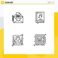 4 ícones criativos, sinais e símbolos modernos de peso de correio, carta, máquina multimídia, elementos de design vetorial editáveis vetor
