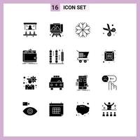 conjunto de 16 ícones de interface do usuário modernos, símbolos, sinais de dinheiro, natureza, tesoura, corte, elementos de design de vetores editáveis