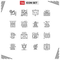 grupo de 16 contornos de sinais e símbolos para elementos de design de vetores editáveis de jantar de casamento de luz de placa de dinheiro