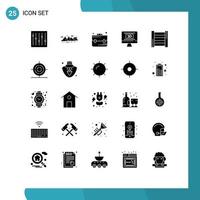 25 ícones criativos sinais modernos e símbolos de elementos de design de vetores editáveis de cinema de penhasco online de escada