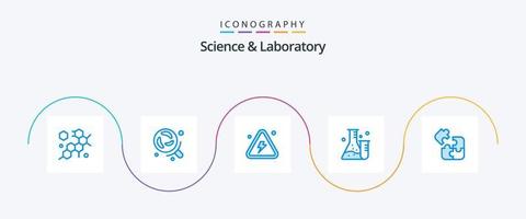 pacote de ícones de ciência azul 5, incluindo quebra-cabeça. Ciência. perigo. laboratório. frasco vetor