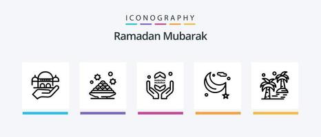 Pacote de ícones da linha 5 do Ramadã, incluindo lâmpada. claro. velozes. lanterna. instrumento. design de ícones criativos vetor