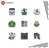 conjunto de 9 sinais de símbolos de ícones de interface do usuário modernos para educação de comida animal de casa aprendendo elementos de design de vetores editáveis