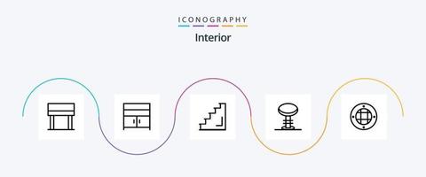 pacote de ícones da linha interior 5, incluindo lâmpada. Banqueta. interior. interior. Barra vetor