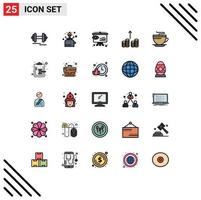 conjunto de 25 ícones de interface do usuário modernos, símbolos, sinais para café, dinheiro, piquenique, dinheiro, estratégia, elementos de design de vetores editáveis