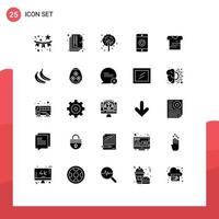 grupo de 25 sinais e símbolos de glifos sólidos para elementos de design de vetores editáveis de árvore de amor de impressão comercial de camiseta