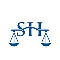 modelo de vetor de design de logotipo de lei de advogado de letra sh