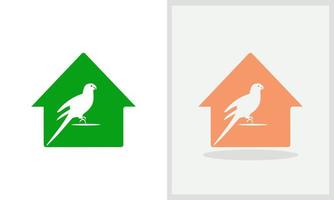 design de logotipo de casa de papagaio. logotipo em casa com vetor de conceito de papagaio. design de logotipo de papagaio e casa