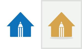 design de logotipo de casa de educação. logotipo em casa com vetor de conceito de lápis. lápis e design de logotipo para casa