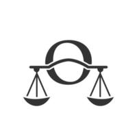 design de logotipo de escritório de advocacia advogado no modelo de vetor de letra o