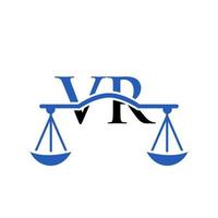 design de logotipo de carta vr de escritório de advocacia. sinal de advogado vetor