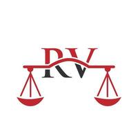 modelo de vetor de design de logotipo de direito de advogado de carta rv