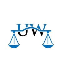 design de logotipo uw de carta de escritório de advocacia. sinal de advogado vetor