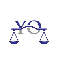 design de logotipo da letra yo do escritório de advocacia. sinal de advogado vetor