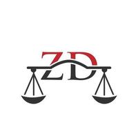 design de logotipo da letra zd do escritório de advocacia. sinal de advogado vetor