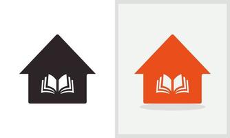 design de logotipo de casa de livro. logotipo em casa com vetor de conceito de livro. design de logotipo de livro e casa