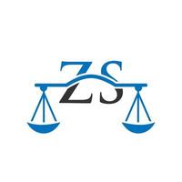 design de logotipo da letra zs do escritório de advocacia. sinal de advogado vetor