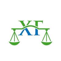 design de logotipo xf da carta do escritório de advocacia. sinal de advogado vetor