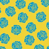 fundo amarelo e azul. padrão de flores rosa azul isolado em fundo amarelo. papel de parede quadrado de vetor. pano de fundo simples para impressão de cachecol têxtil, impressão de papel, postagem em mídia social e outras finalidades vetor