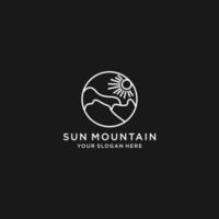 aventura na montanha do sol viajando vetor de design de logotipo ao ar livre