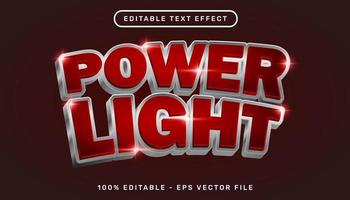 efeito de texto 3d power light e efeito de texto editável vetor