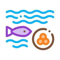 peixe estabelece ilustração de contorno vetorial de ícone de caviar vetor
