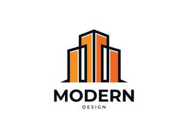 modelo de logotipo de vetor de soluções de construção de arquiteto moderno