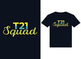ilustrações de esquadrão t21 para design de camisetas prontas para impressão vetor